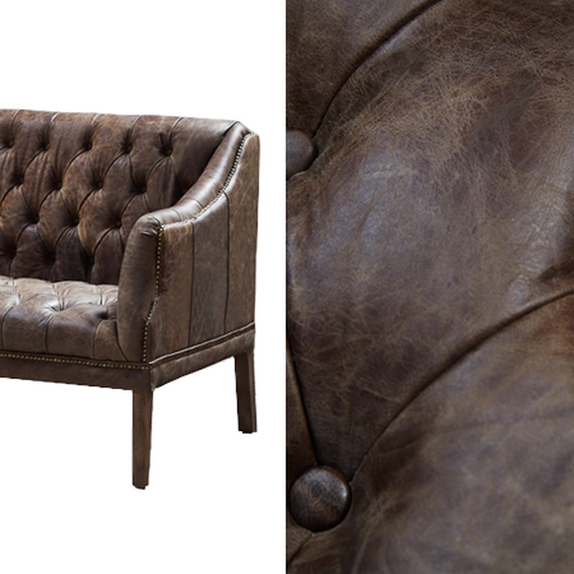 Morton Capitone Sofa Диван винтажная коричневая кожа