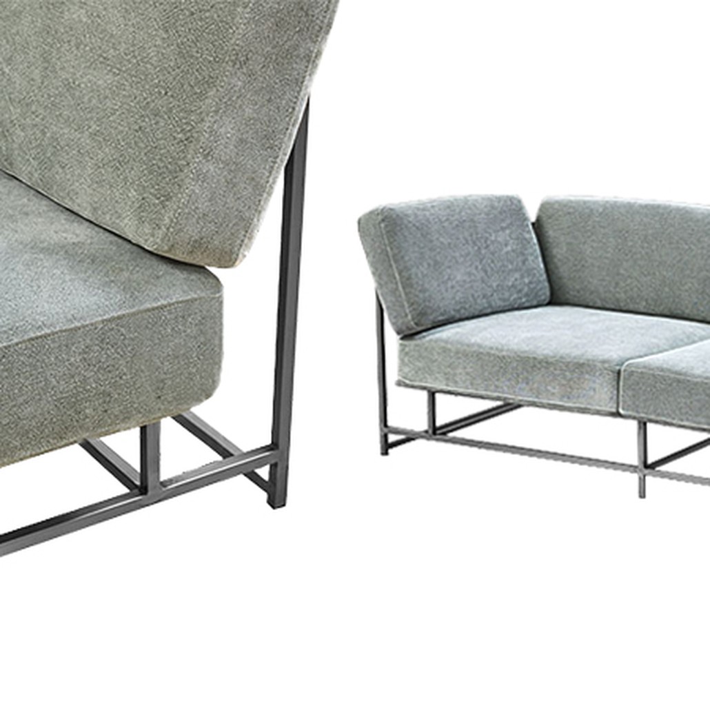 Двухместный диван Two Seat Sofa серо-голубой велюр