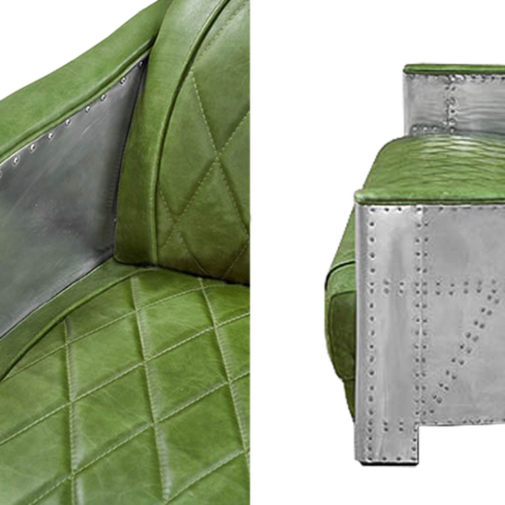 Диван Авиатор Sofa 2 seat зеленая кожа