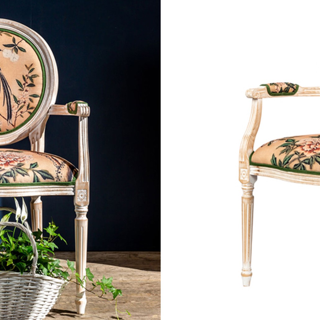 Стул с подлокотниками Beige and Green Chinoiserie Chair