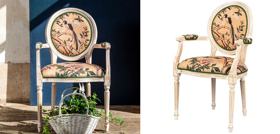 Стул с подлокотниками Beige and Green Chinoiserie Chair