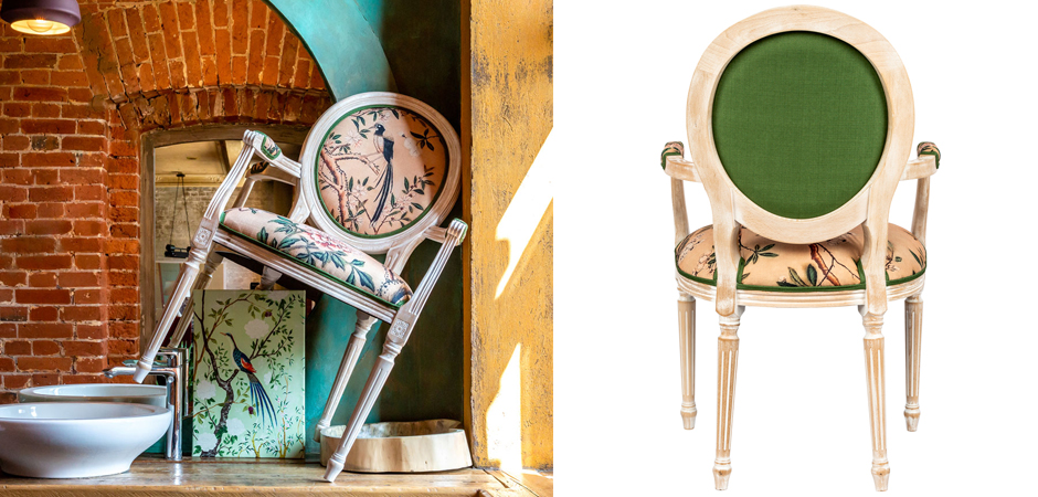 Стул с подлокотниками Beige and Green Chinoiserie Chair