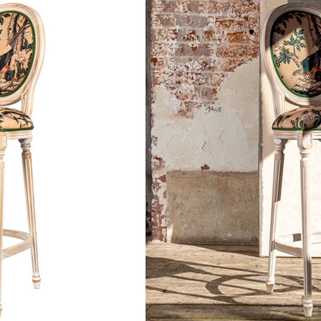Барный стул Beige and Green Chinoiserie Bar Stool