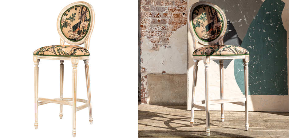 Барный стул Beige and Green Chinoiserie Bar Stool