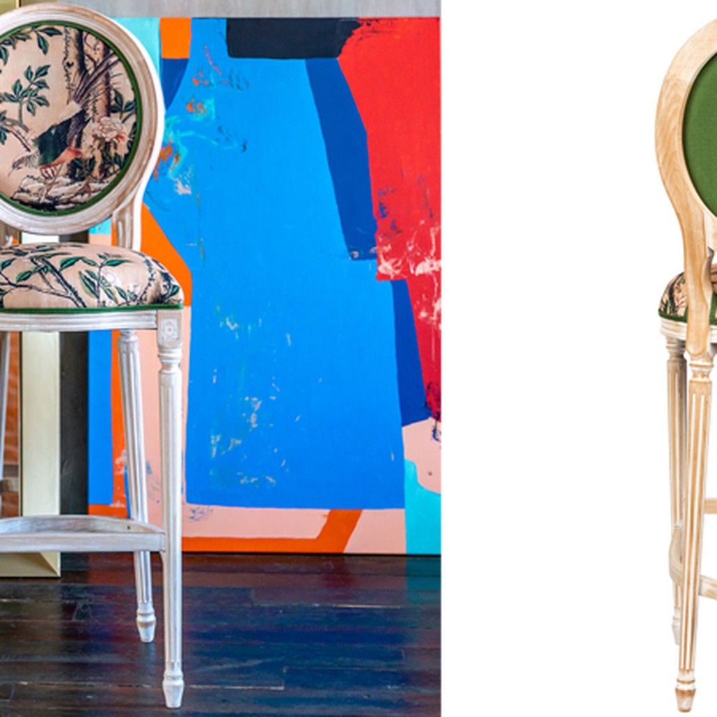 Барный стул Beige and Green Chinoiserie Bar Stool