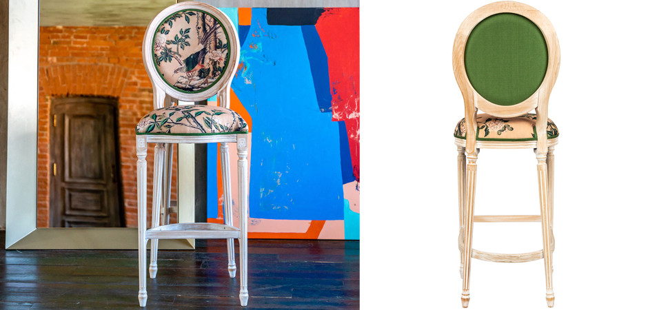 Барный стул Beige and Green Chinoiserie Bar Stool