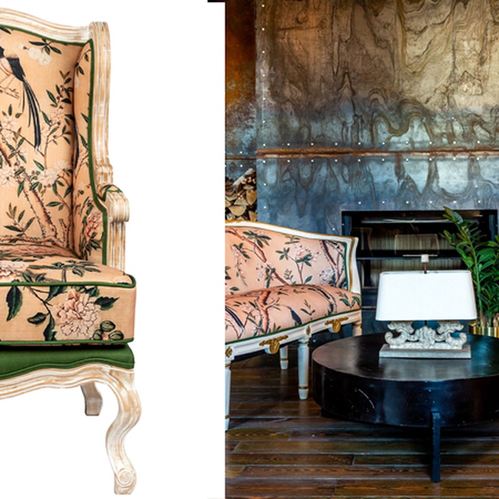 Кресло Beige and Green Chinoiserie Armchair