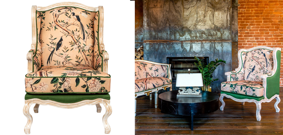 Кресло Beige and Green Chinoiserie Armchair