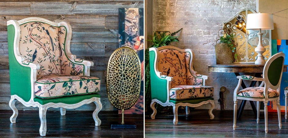 Кресло Beige and Green Chinoiserie Armchair