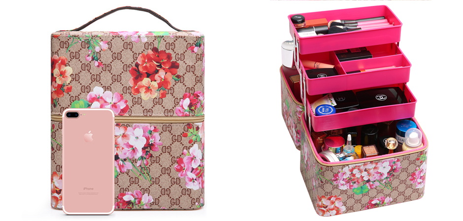 Раздвижной Бокс для косметики с цветочным орнаментом стиль Gucci