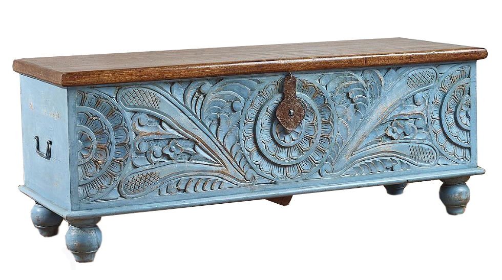 Сундук из массива манго большой Blue Mango II