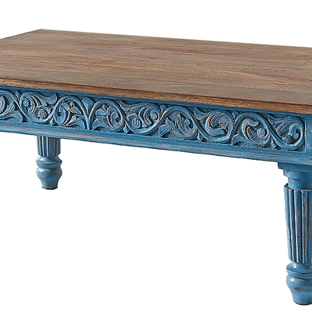 Кофейный стол из массива манго Голубой Blue Mango