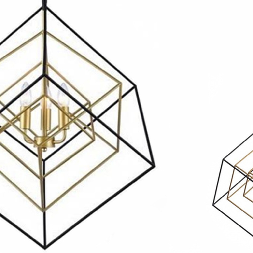 Светильник CUBIST Pendant Black and Gold 3 lamp