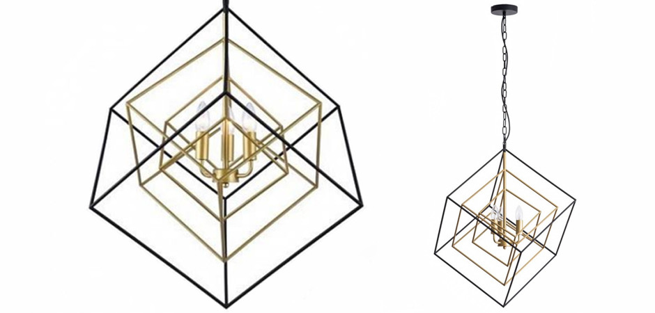 Светильник CUBIST Pendant Black and Gold 3 lamp