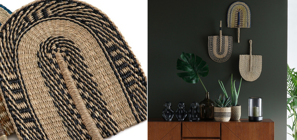 Африканский плетеный веер S-1