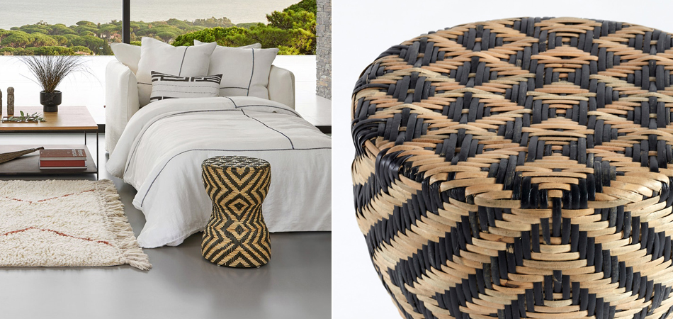 Плетеный приставной столик африканский орнамент