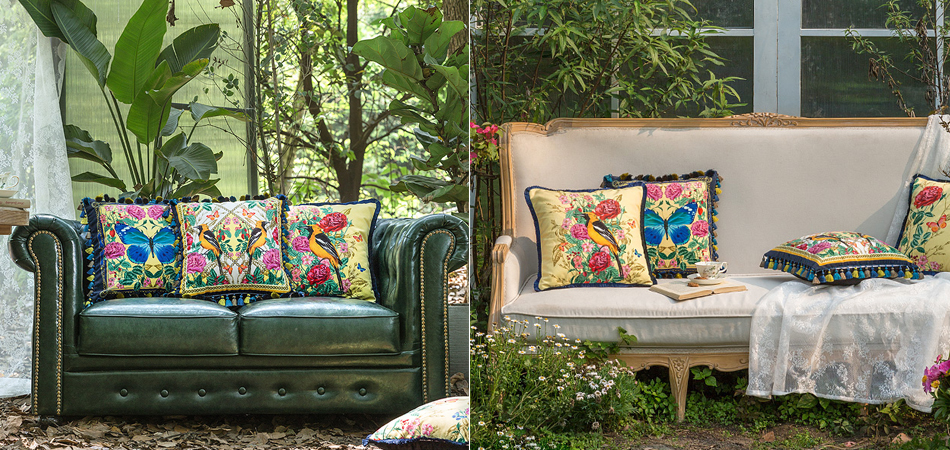 Декоративная подушка Bird in Flowers