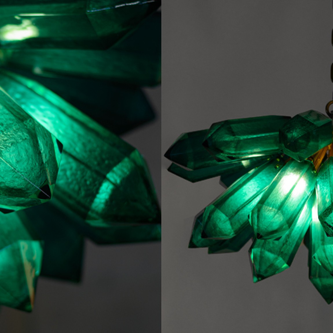 Unique Crystal Cluster Illuminated Sculpture by Jeff Zimmerman Люстра бирюзовое стекло