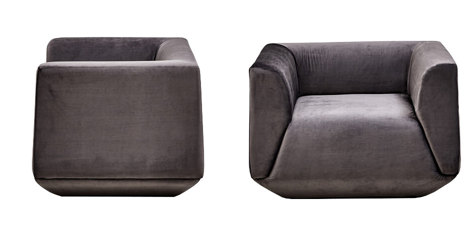 Armchair Cube Gray Lilac Большое Кресло Куб