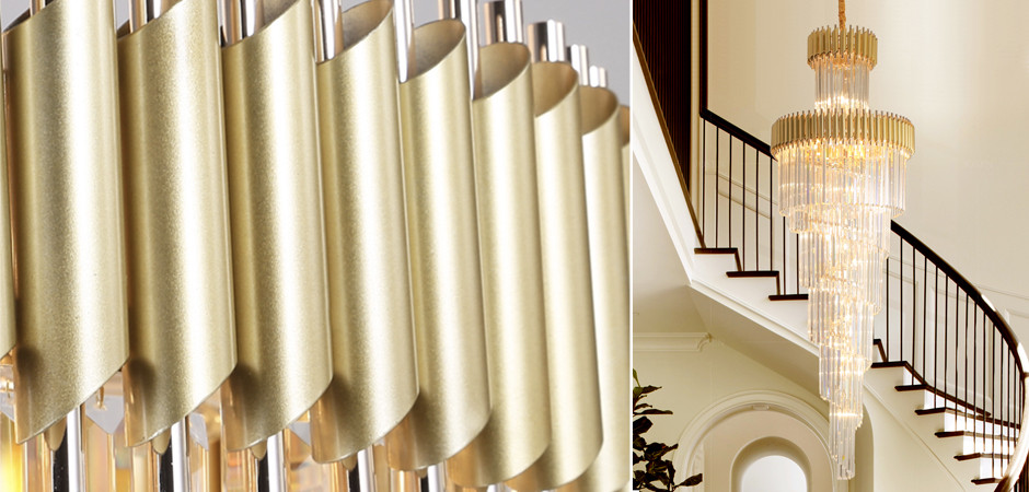 Люстра Empire Large Cascading Chandelier Gold Rectangular Crystal