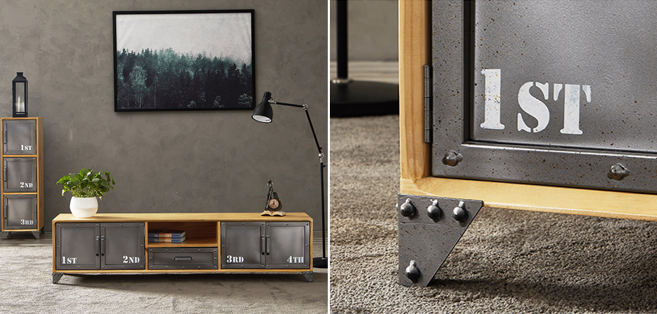 ТВ-тумба Loft Metal and Wood Quadruple