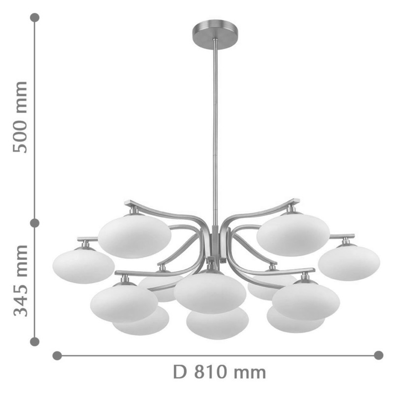 Oval Balls Mushrooms Chandelier 13 Silver