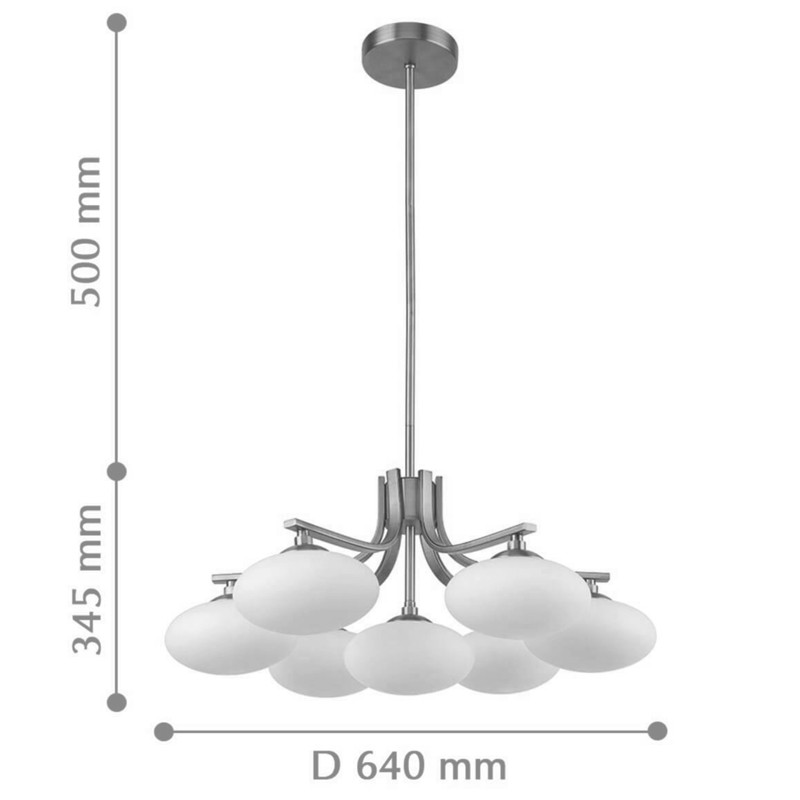 Oval Balls Mushrooms Chandelier 7 Brass