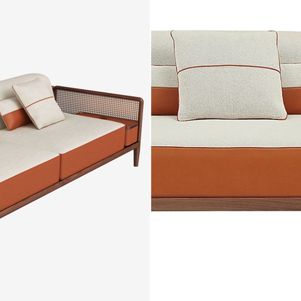 Диван Rattan Armrest Sofa Terracotta
