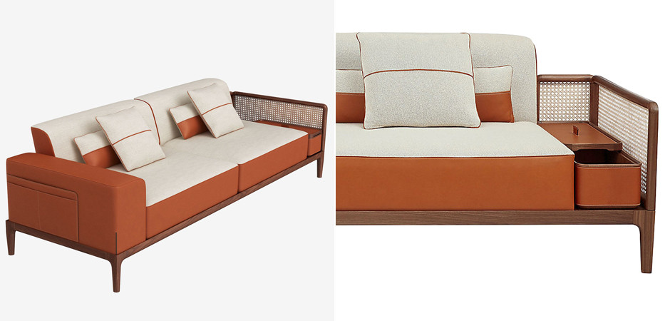 Диван Rattan Armrest Sofa Terracotta