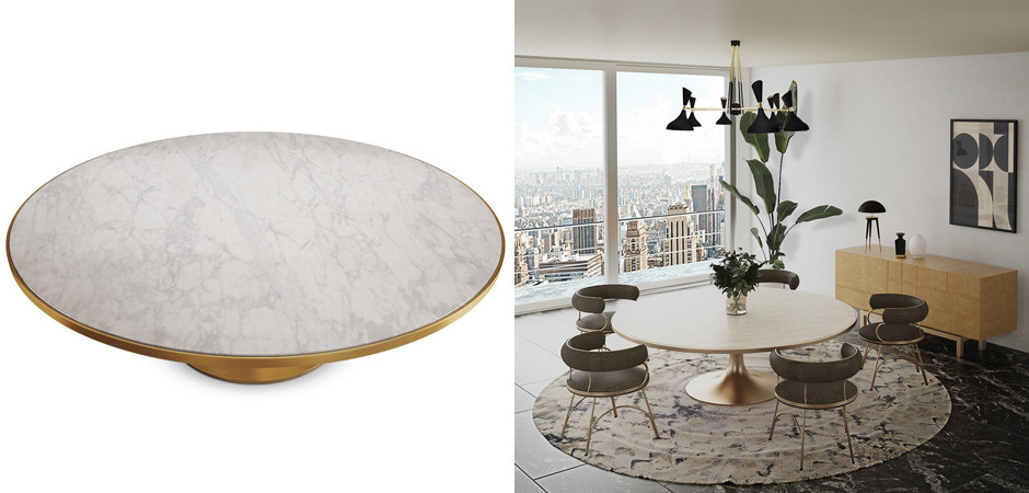 Обеденный стол Marble in Metal Dining Table