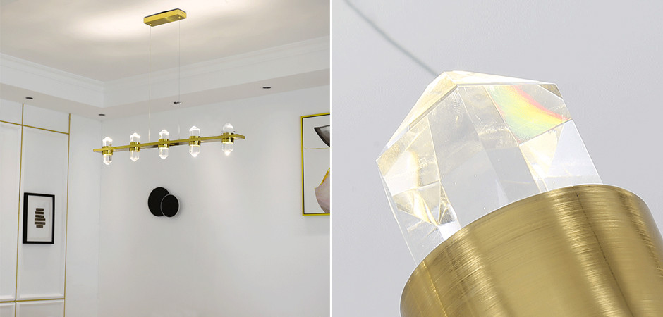 Люстра large Crystals Line Brass