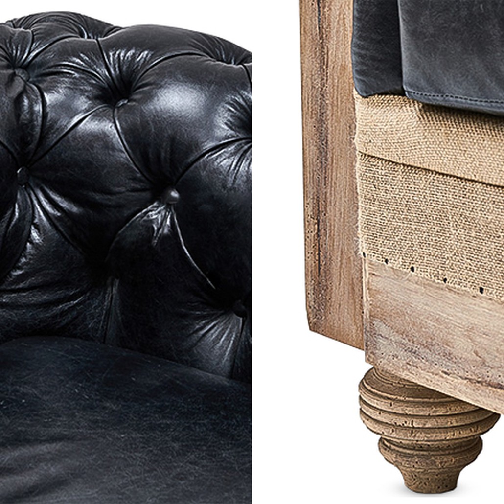 Диван Deconstructed Chesterfield Sofa double Black leather