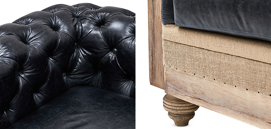 Диван Deconstructed Chesterfield Sofa double Black leather
