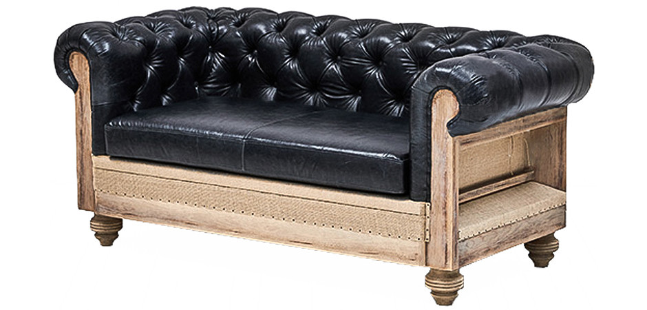 Диван Deconstructed Chesterfield Sofa double Black leather