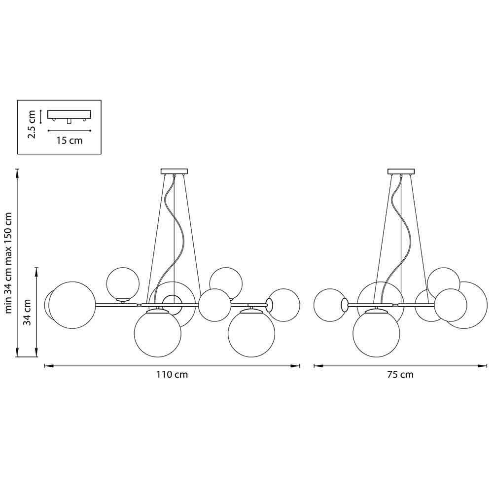 Люстра Bubbles on 4 Rings Chandelier Black