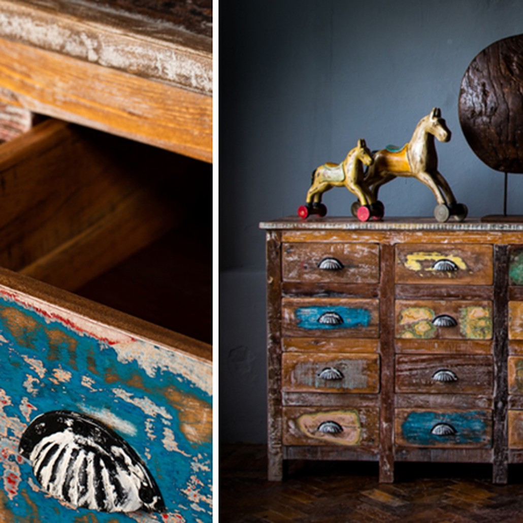 Комод под старину 16 ящиков в стиле Лофт Antique Wood 16 boxes