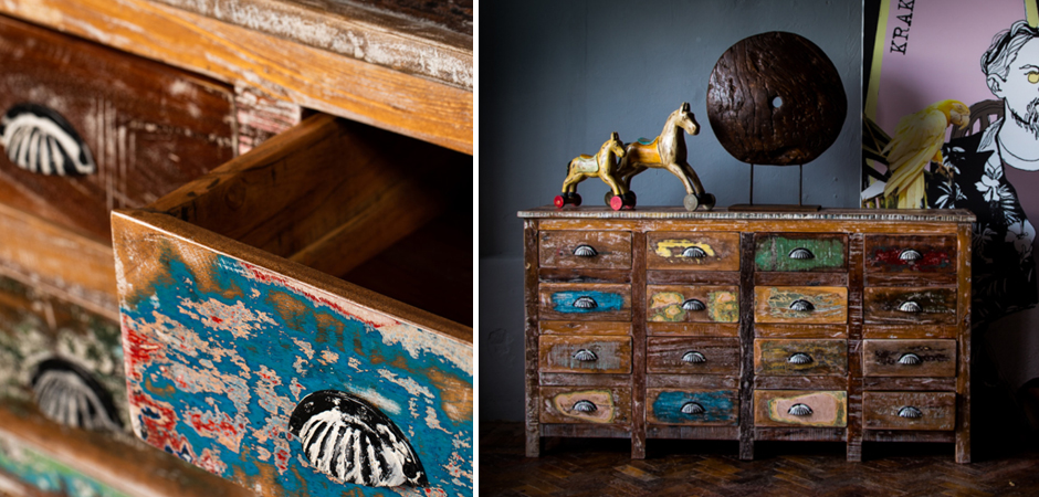 Комод под старину 16 ящиков в стиле Лофт Antique Wood 16 boxes