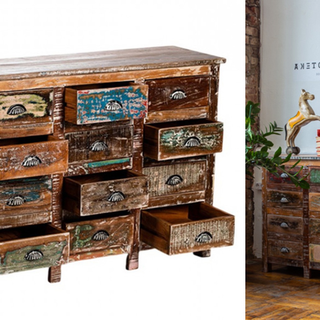 Комод под старину 16 ящиков в стиле Лофт Antique Wood 16 boxes