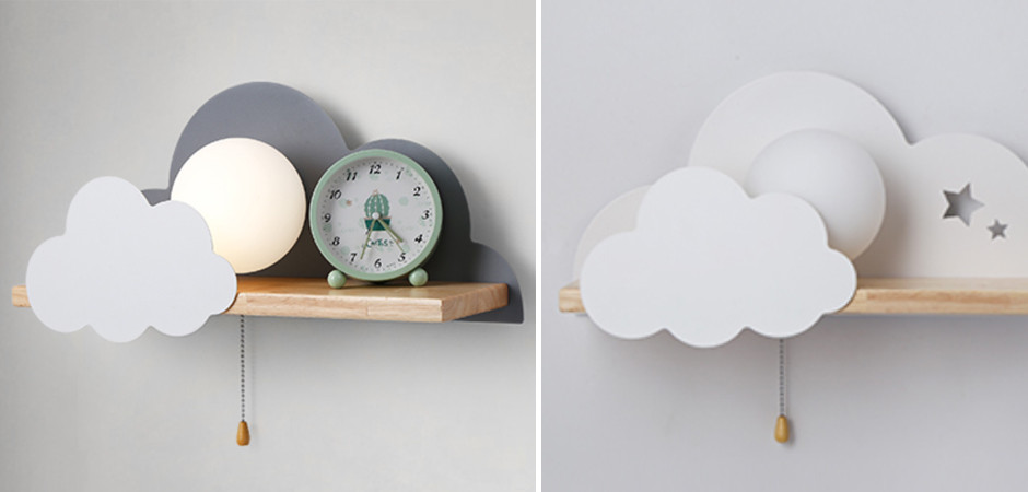 Бра с полкой Серое Облако Wall Lamp Gray Cloud