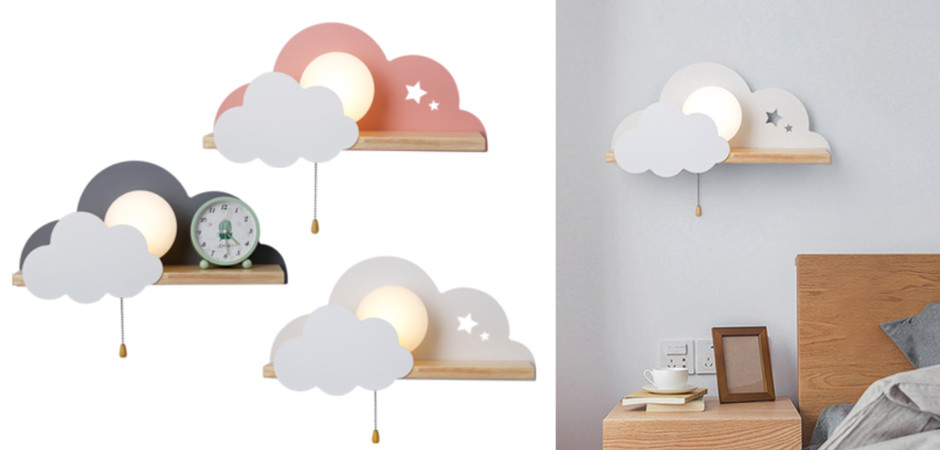 Бра с полкой Серое Облако Wall Lamp Gray Cloud