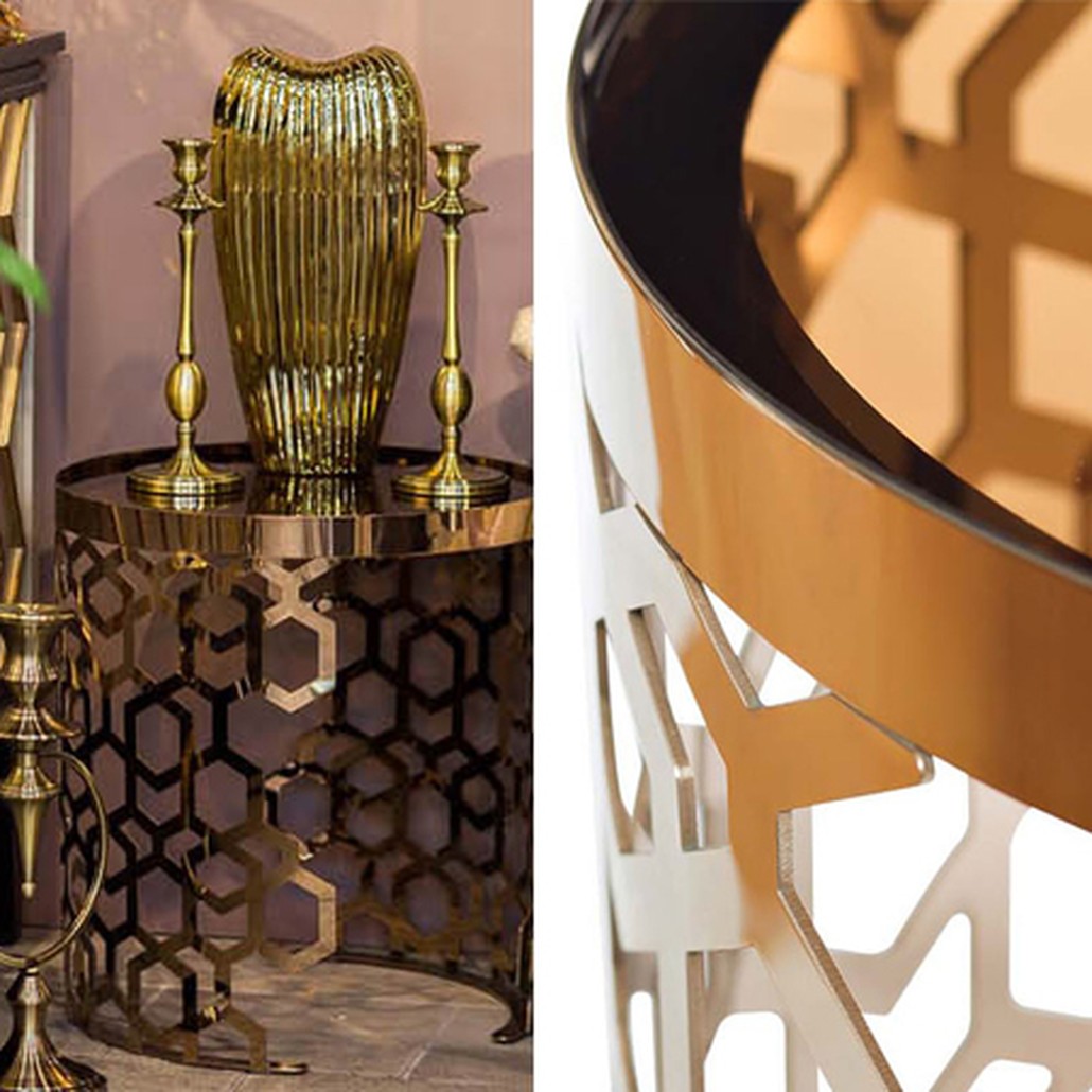 Стол Yen Geometry Table Pink Gold 50