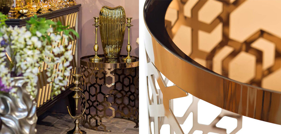 Стол Yen Geometry Table Pink Gold 50