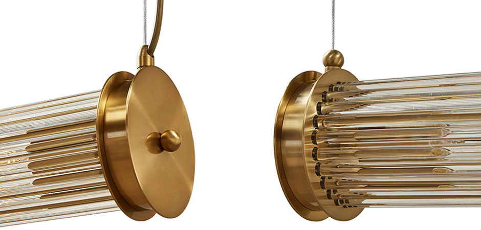 Подвесной светильник Glass TUBE Pendant Double Gold