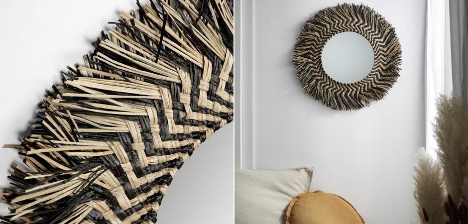 Зеркало сплетенное вручную Handmade Mirror Dark Safari