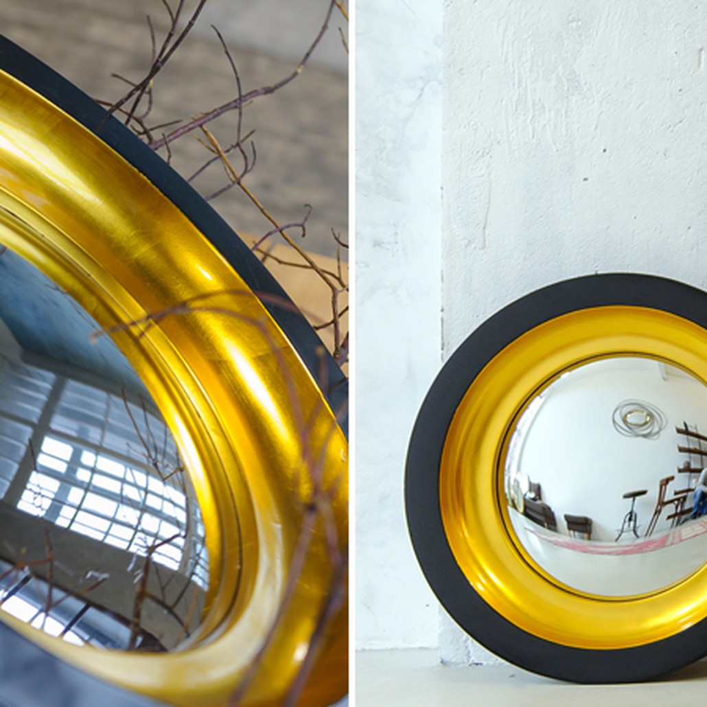 Зеркало Black and Gold Circle Mirror