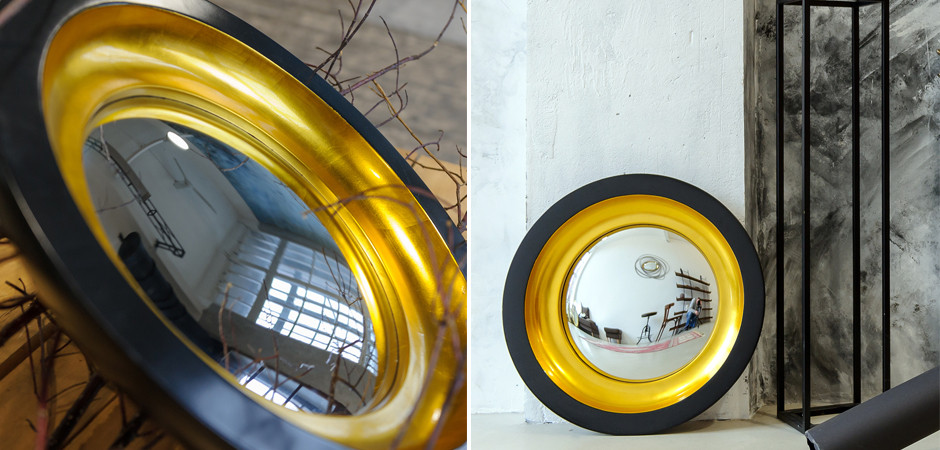 Зеркало Black and Gold Circle Mirror