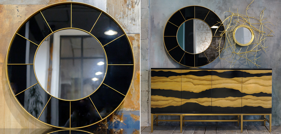 Зеркало Sectors Circle Mirror black