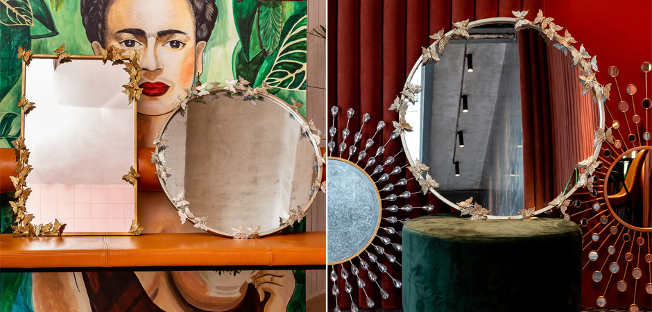 Зеркало Butterflies Circle Silver Mirror