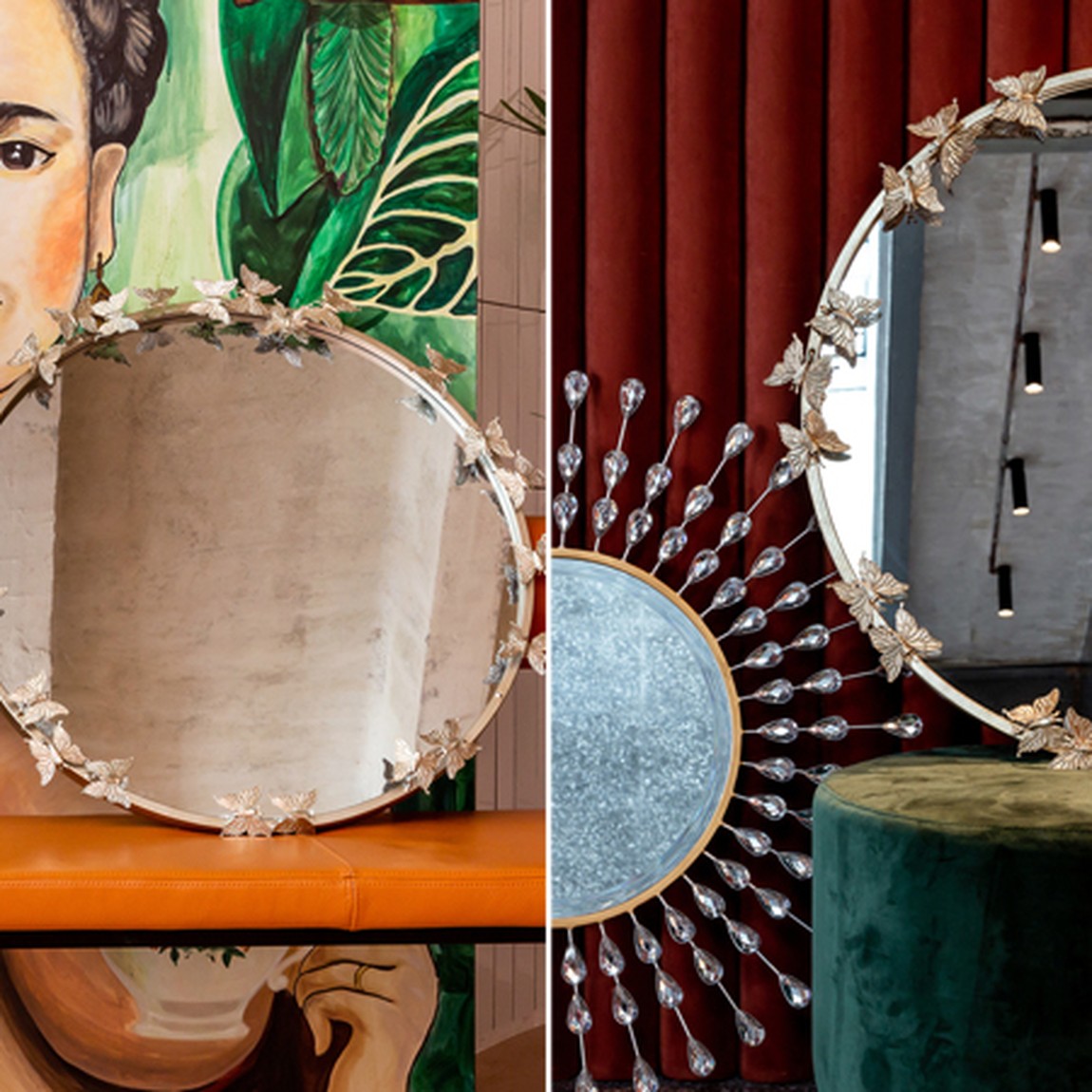 Зеркало Butterflies Circle Silver Mirror