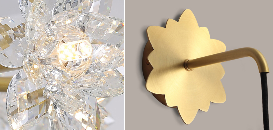 Бра Хрустальный Цветок Лотоса Lotus flower Wall Clear Glass B